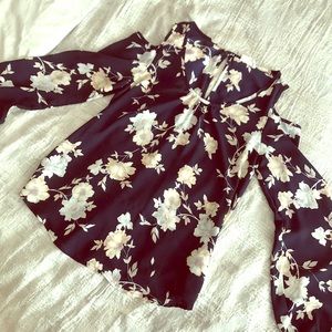 Floral cold shoulder blouse